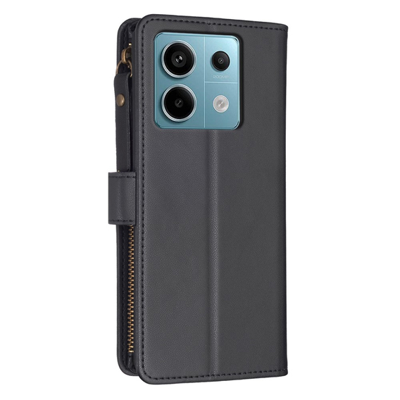 Калъф с капак за Xiaomi Redmi Note 13 Pro 4G, Wallet Zipper Pocket, черен