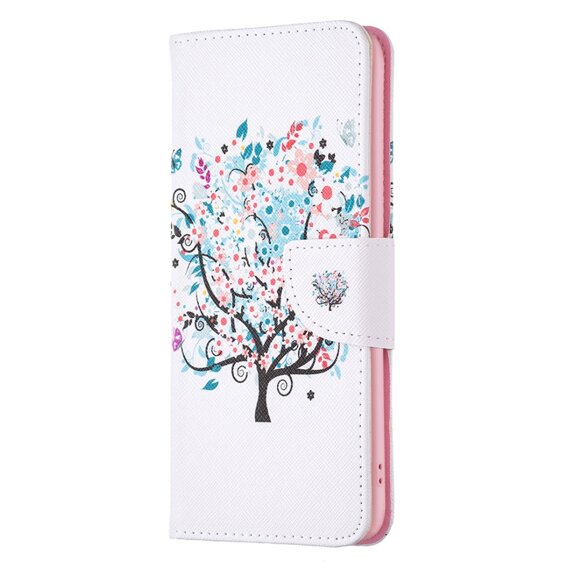 Флип калъф за Motorola Moto G84 5G Wallet, colorful tree, бял