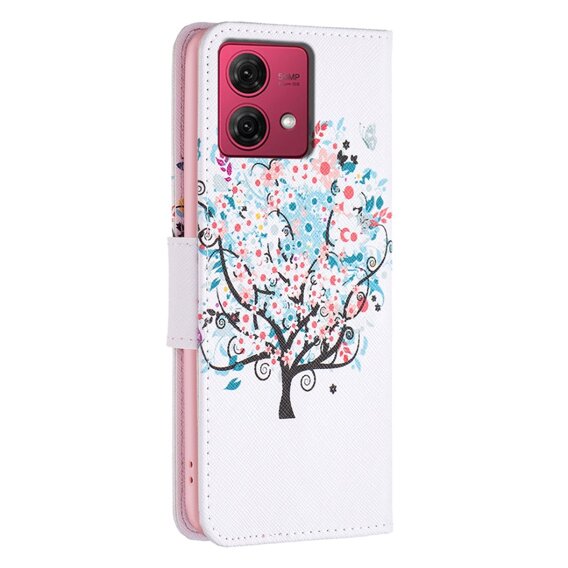 Флип калъф за Motorola Moto G84 5G Wallet, colorful tree, бял