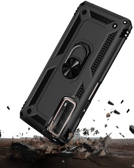 брониран калъф за Huawei P Smart 2021, Nox Case Ring, черен