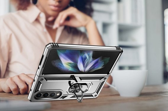 брониран калъф за Samsung Galaxy Z Fold 4 5G, Nox Case Ring, сребърен