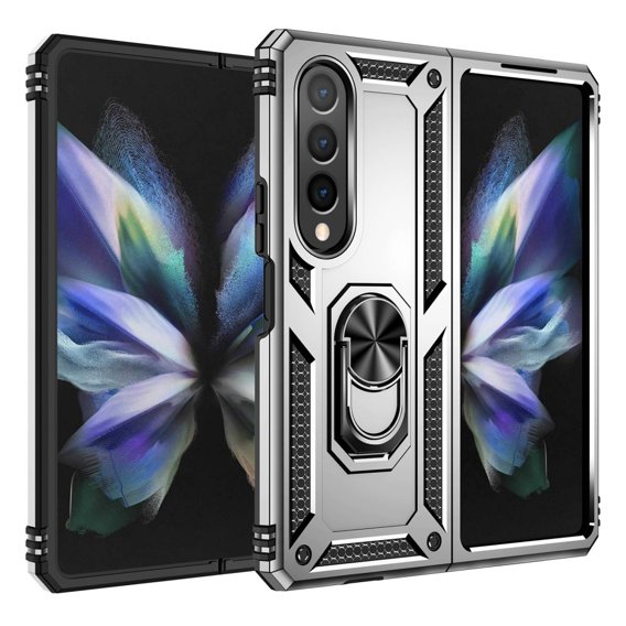 брониран калъф за Samsung Galaxy Z Fold 4 5G, Nox Case Ring, сребърен