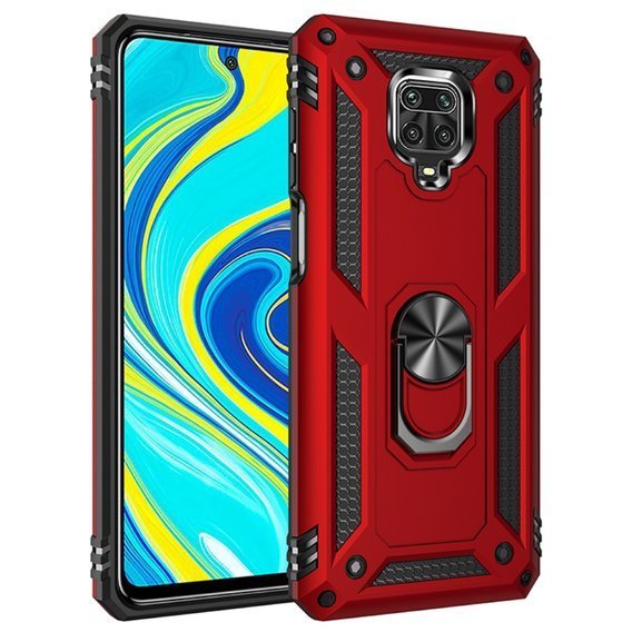 брониран калъф за Xiaomi Redmi Note 9S / 9 Pro, Nox Case Ring, червен