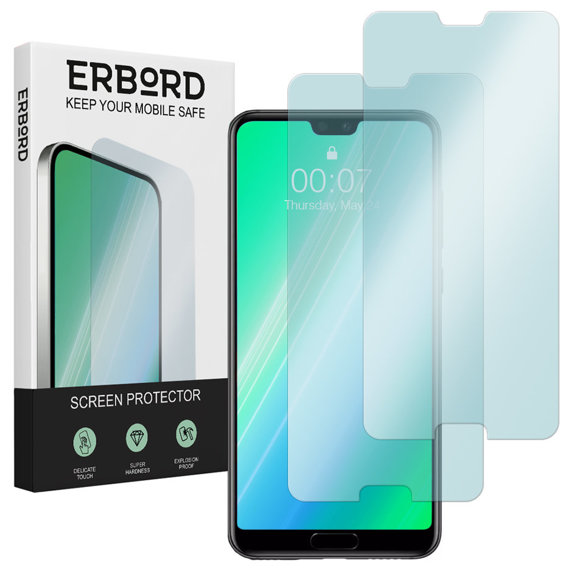 2x Закалено стъкло за Huawei P20 Pro, ERBORD 9H Hard Glass на екрана