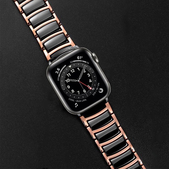 Bransoleta do Apple Watch 1/2/3/4/5/6/7/8/SE/ULTRA 42/44/45/49MM, Czarna / Różowe złoto