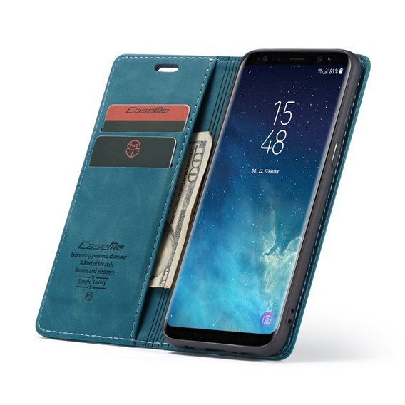 CASEME калъф за Samsung Galaxy S8, Leather Wallet Case, син