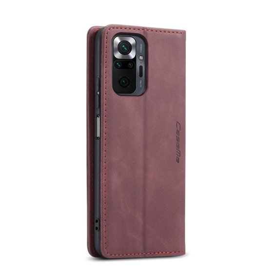 CASEME калъф за Xiaomi Redmi Note 10 Pro, Leather Wallet Case, червен