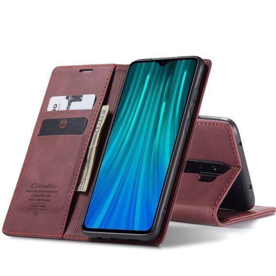 CASEME калъф за Xiaomi Redmi Note 8 Pro, Leather Wallet Case, червен