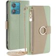 Калъфът с цип Wallet Zipper Pocket за Motorola Edge 40 Neo 5G, Wallet Zipper Pocket, с огледало, зелен