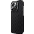 Калъфът BENKS Kevlar за iPhone 15 Plus, Carbon Fiber, черен