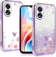 Калъф за Oppo A18 4G / A38 4G, Glitter Flower, лилав