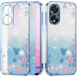 Калъф за Oppo A18 4G / A38 4G, Glitter Flower, син