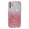 Калъф за Samsung Galaxy A53 5G, Glitter Flower, розов rose gold