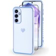 Калъф за Samsung Galaxy A55 5G, Electro heart, син + Full Glue Ceramic Glass