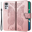 Калъф с капак за Motorola Moto G22, Butterfly, розов rose gold