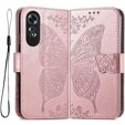 Калъф с капак за Oppo A60, Butterfly, розов rose gold