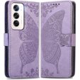 Калъф с капак за Oppo Reno 12 Pro, Butterfly, лилав