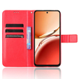 Калъф с капак за Oppo Reno 12FS / 12F, Crazy Horse Wallet, червен