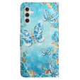 Калъф с капак за Samsung Galaxy A05s, Wallet, Blue Gold Butterflies, син