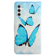 Калъф с капак за Samsung Galaxy A05s, Wallet, Butterflies, син