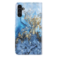 Калъф с капак за Samsung Galaxy A14 4G/5G, Wallet Marble, син