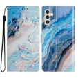 Калъф с капак за Samsung Galaxy A25 5G, Wallet Marble, син + 9H стъкло