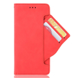 Калъф с капак за Xiaomi Redmi 12, Card Slot, червен