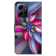 Калъф с капак за Xiaomi Redmi Note 12 4G, Wallet, colorful flower, син