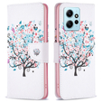 Калъф с капак за Xiaomi Redmi Note 12 4G, Wallet, colorful tree , бял