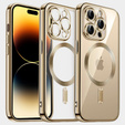 Калъф за iPhone 14 Pro, Electro MagSafe, златен + стъкло за екран