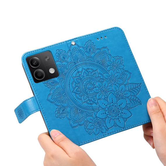 Калъф с капак за Xiaomi Redmi Note 13 5G, Mandala, син