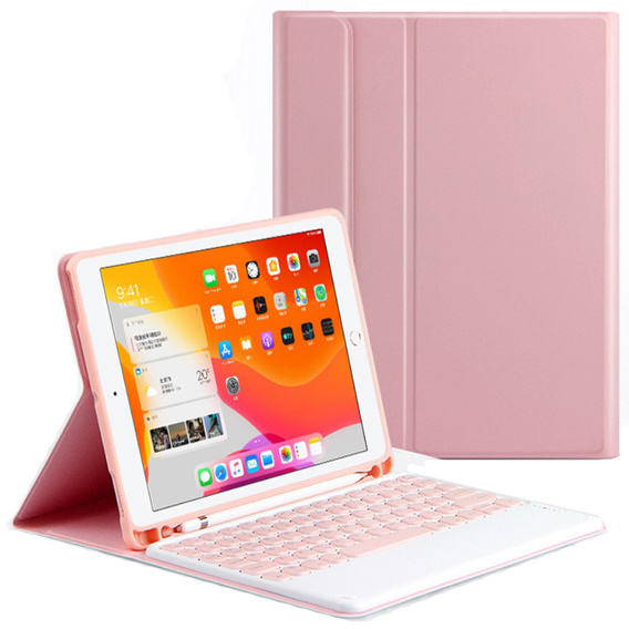 Калъф + клавиатура iPad Pro 11 2021 / 2018, iPad Air 10.9 4 2020 / 5 2022, Pen Slot, розов rose gold