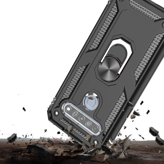 брониран калъф за LG K61, Nox Case Ring, черен
