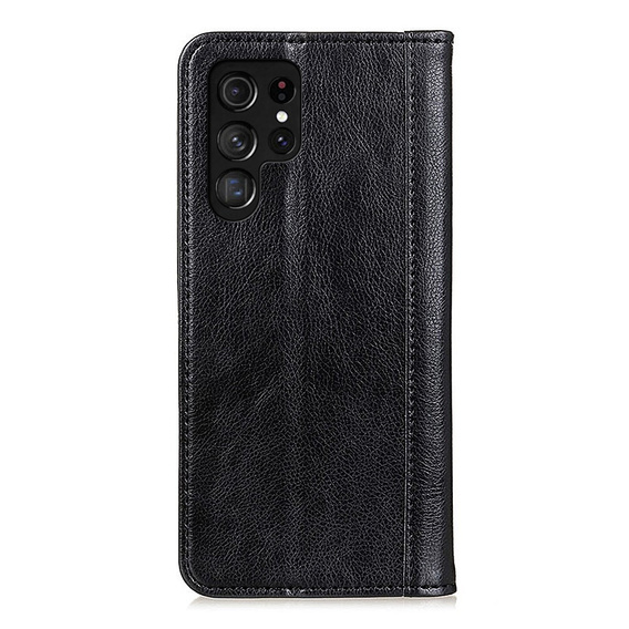 Калъф с капак за Samsung Galaxy S25 Ultra, Split Leather, черен