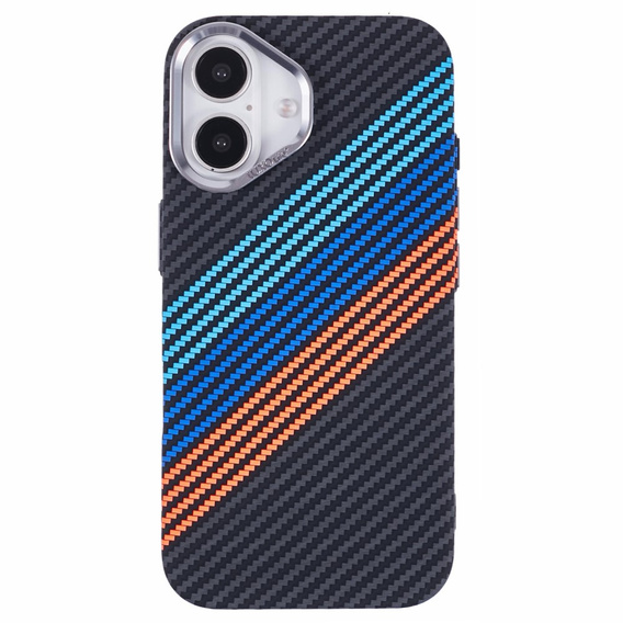 Калъфът за iPhone 16, Carbon Fiber MagSafe, тъмносин