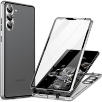 Калъфът за Samsung Galaxy S23, Magnetic Dual Glass, сребърен