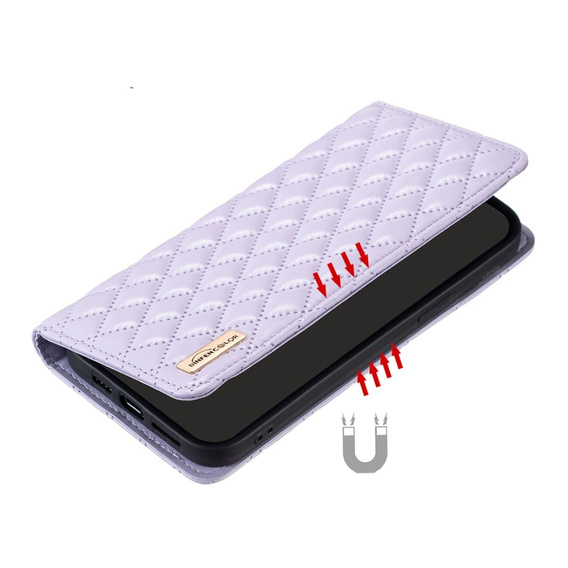 Калъф с капак за Xiaomi Redmi Note 13 Pro 4G / Xiaomi Redmi Note 14S / Xiaomi Poco M6 Pro 4G, Wallet, BINFEN COLOR, лилав