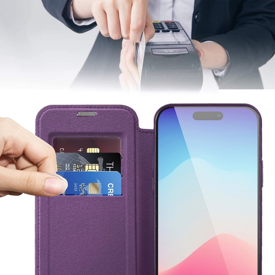 Калъф с капак за iPhone 11, RFID Wallet MagSafe CamShield, лилав