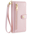 Калъф с капак за Motorola Moto G84 5G, Wallet Zipper Pocket, розов