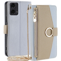 Калъфът с цип Wallet Zipper Pocket за Motorola Moto G24 / G24 Power / G04, Wallet Zipper Pocket, с огледало, син