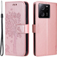 Калъф с капак за Xiaomi 13T / 13T Pro, дърво, розово rose gold