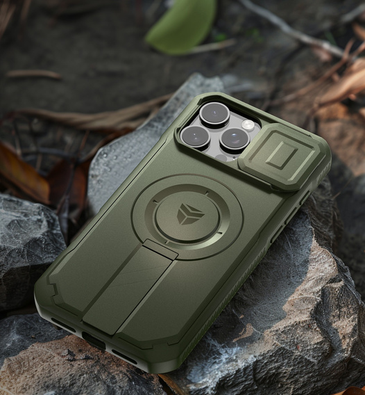 Брониран калъф за iPhone 16, Dexnor CamProtect MagSafe, зелен
