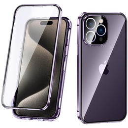 Калъфът за iPhone 15 Pro Max, Magnetic Dual Glass, лилав