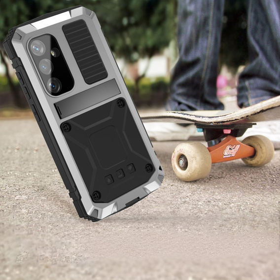 Брониран калъф за Samsung Galaxy S25, R-JUST, сребърен