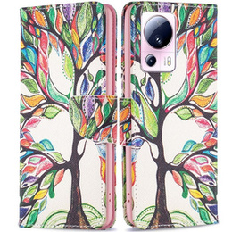 Калъф с капак за Xiaomi 13 Lite, Wallet, tree of life, бял