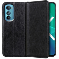 Калъфи за Motorola Edge 30 5G, Wallet Litchi Leather, черен