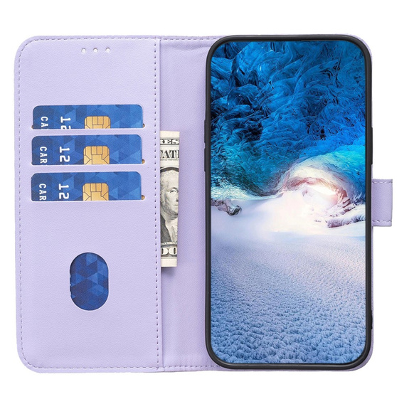 Калъф с капак за Samsung Galaxy A25 5G, BINFEN Wallet, лилав + 9H стъкло