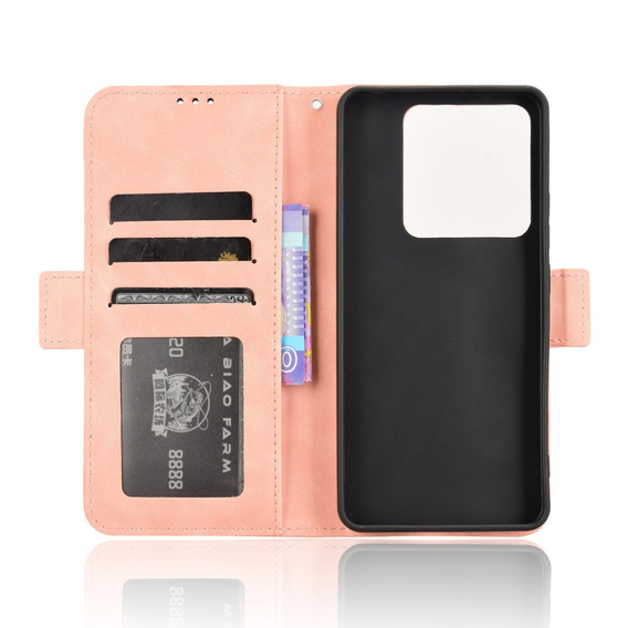 Калъф с капак за Xiaomi Poco M7 Pro 5G, Card Slot, розов