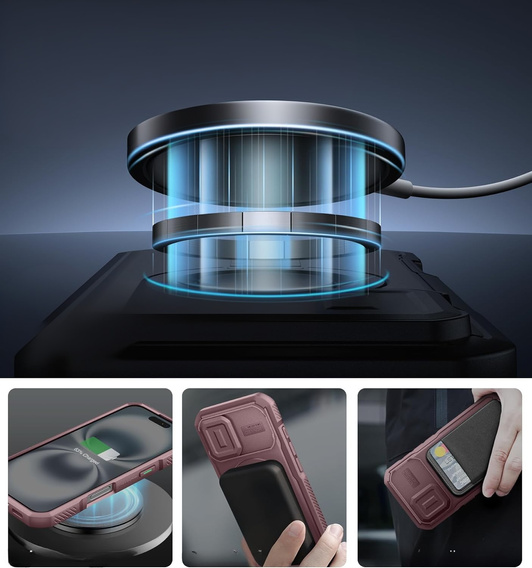 Брониран калъф за iPhone 16, Dexnor CamProtect MagSafe, розов