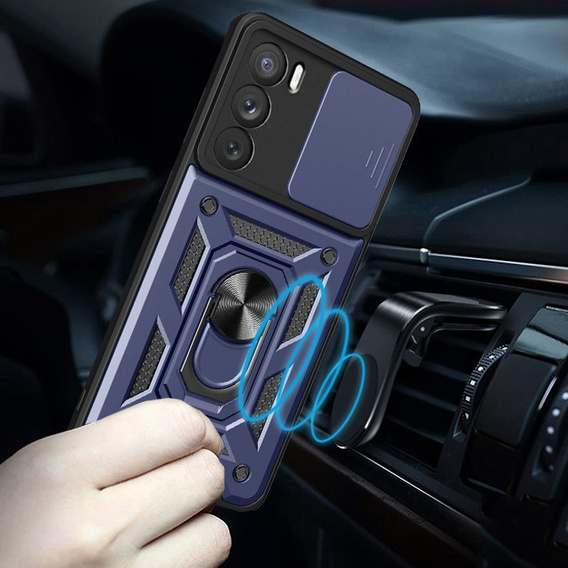 Брониран калъф за Realme 14X / Realme C75, CamShield Slide, син